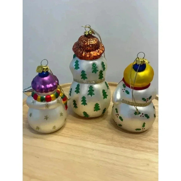3 Partylite Snowman Glass Christmas Ornaments Mother, Snowbell Boy & girl EUC - Picture 3 of 6